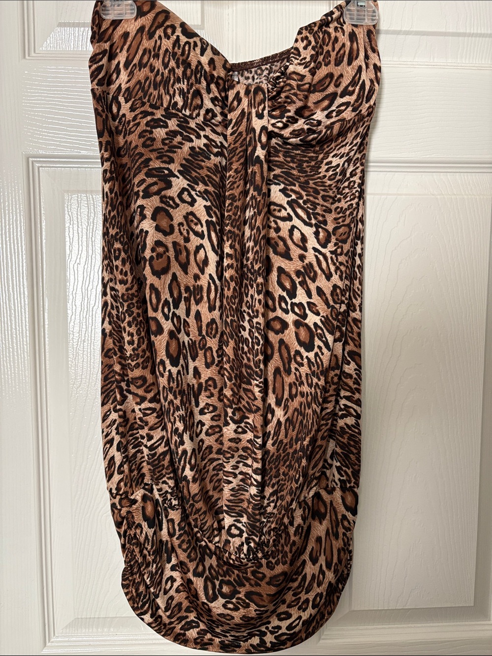a'gaci Strapless Leopard Print Dress in Brown and Black